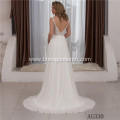 Modern Plain Style Simple V Neck Illusion Backless Bridal Gowns wedding dress cinderella
